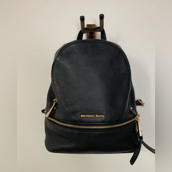 Michael Kors Black Leather Backpack Purse - Picture 4 of 10